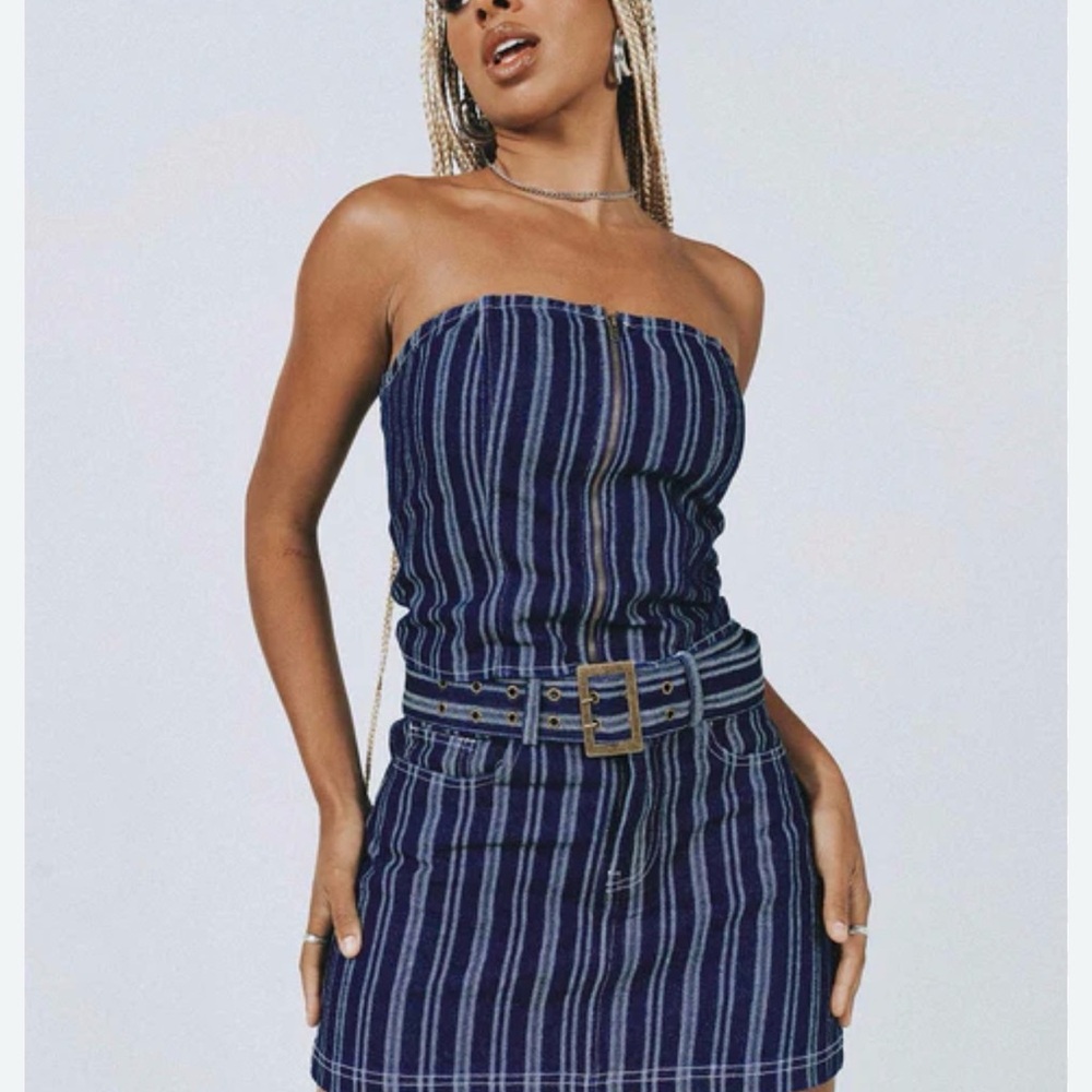 Princess Polly Navy Strapless Top